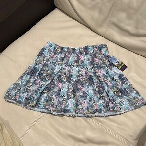 Blue and Purple Pleated Skater Mini Skirt